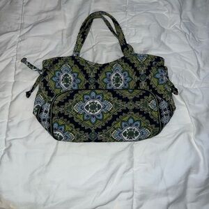 (AUTHENTIC) Vera Bradley Black and Green Patterned Mini Bag